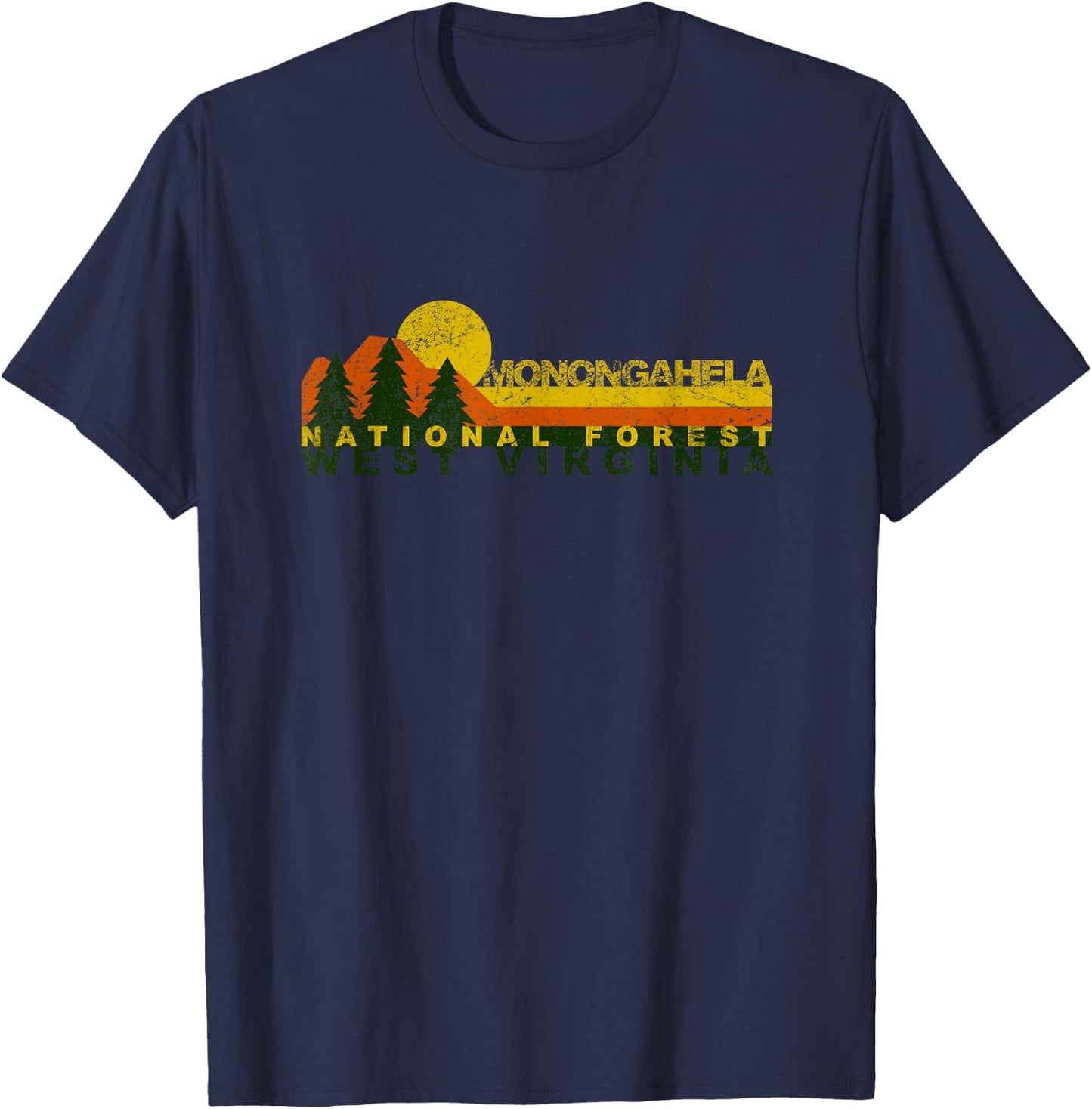 Monongahela National Forest Vintage Retro T-Shirt - T-Shirt | Navy