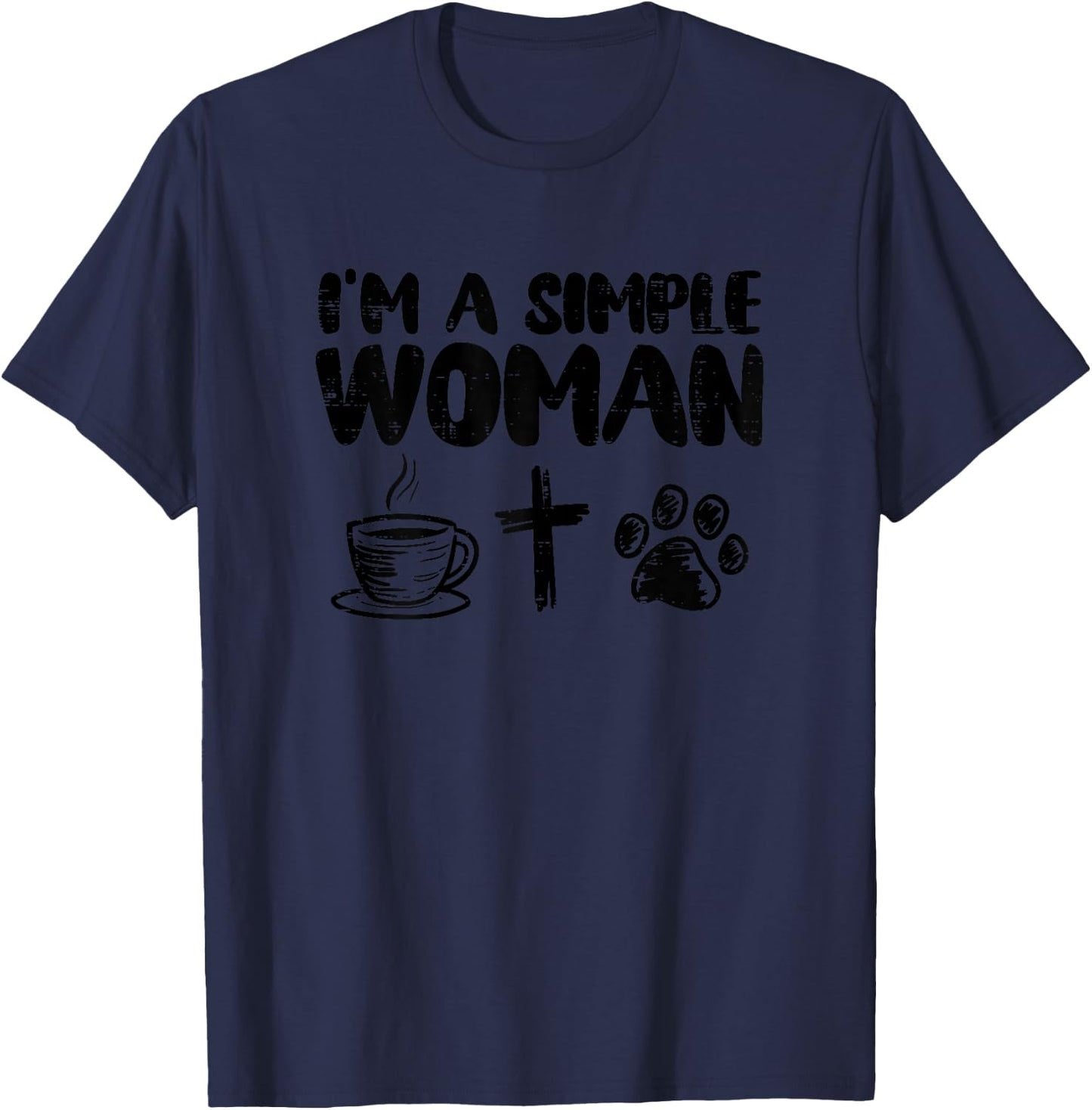 Im A Simple Woman Dog/Cat Owner with T-Shirt - T-Shirt | Navy