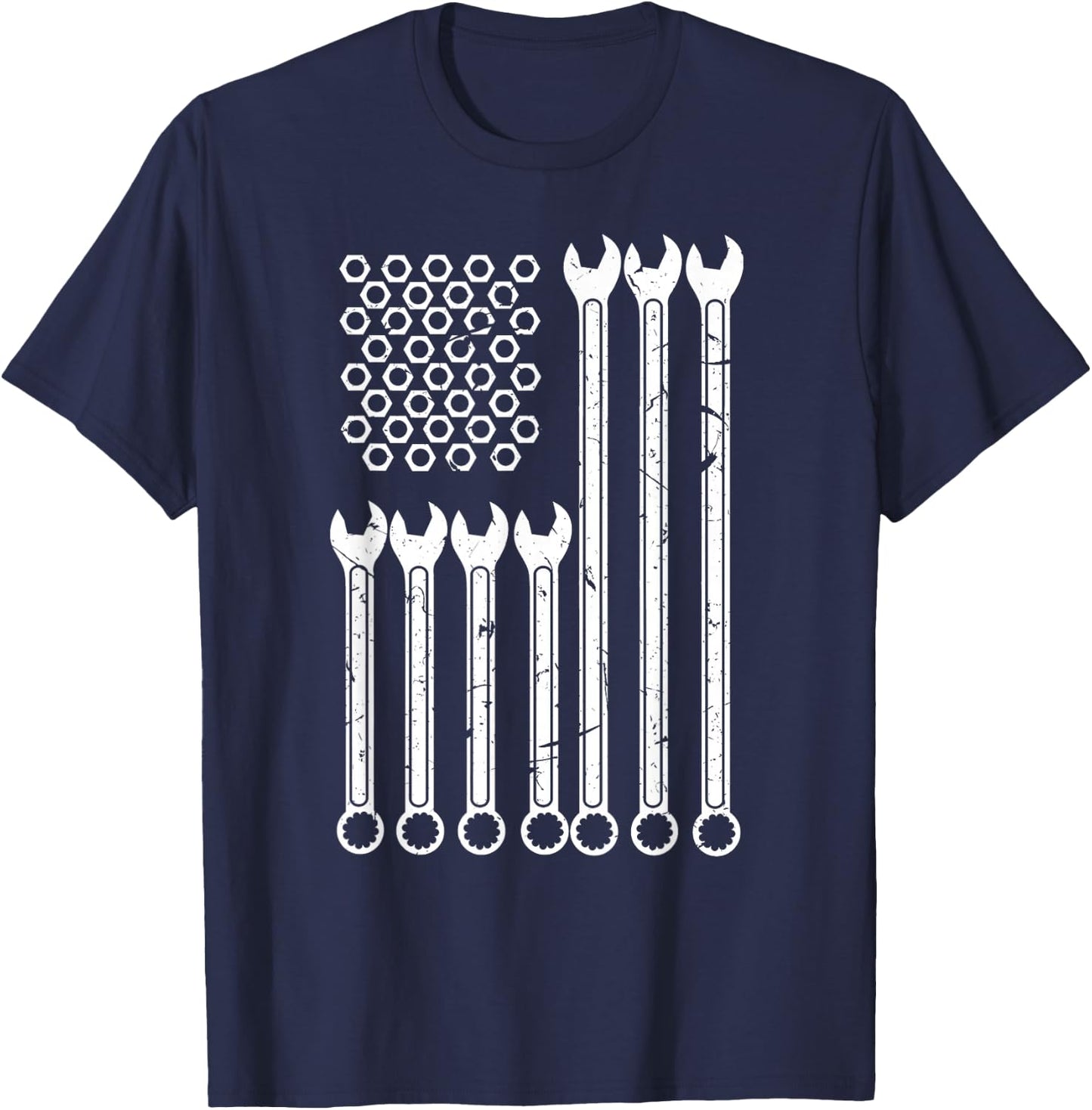 Wrench & Bolt Repairman | Cool Patriotic USA Flag T-Shirt - T-Shirt | Navy