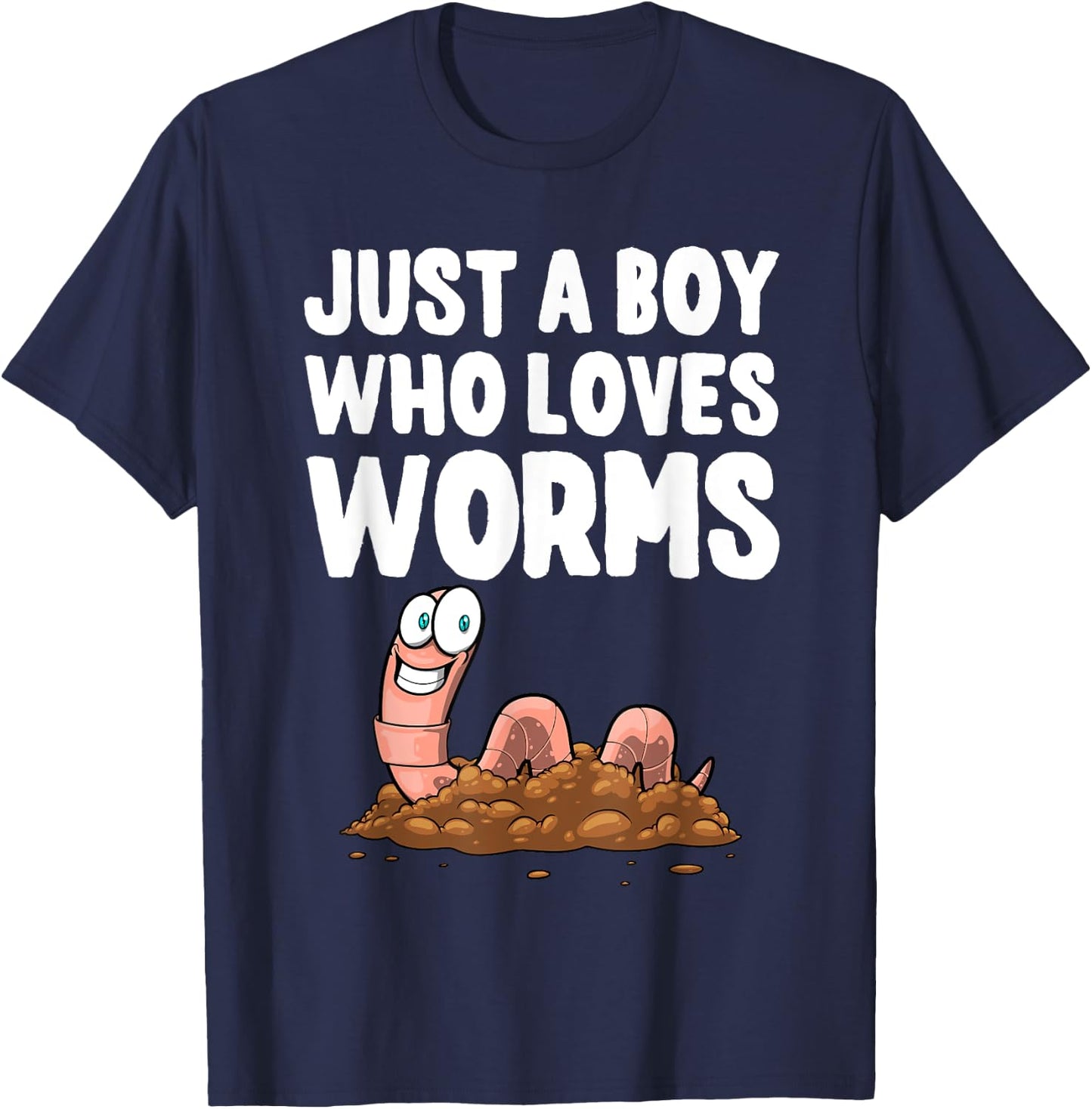 Cool Worm Gifts Love Worms Accessories & Stuff Boys Kids Worm Hunter Worm Farmer Composter T-Shirt - T-Shirt | Navy