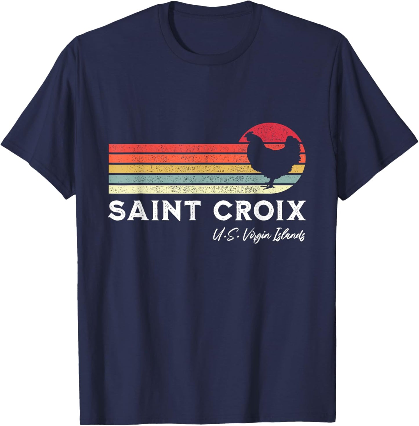 Saint Croix Retro Chicken Lover Souvenir T-Shirt - T-Shirt | Navy