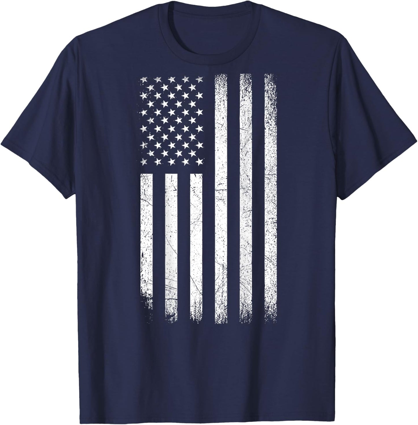 Vintage American Flag 4th Of July Patriotic Men (ON BACK) T-Shirt - T-Shirt | Navy