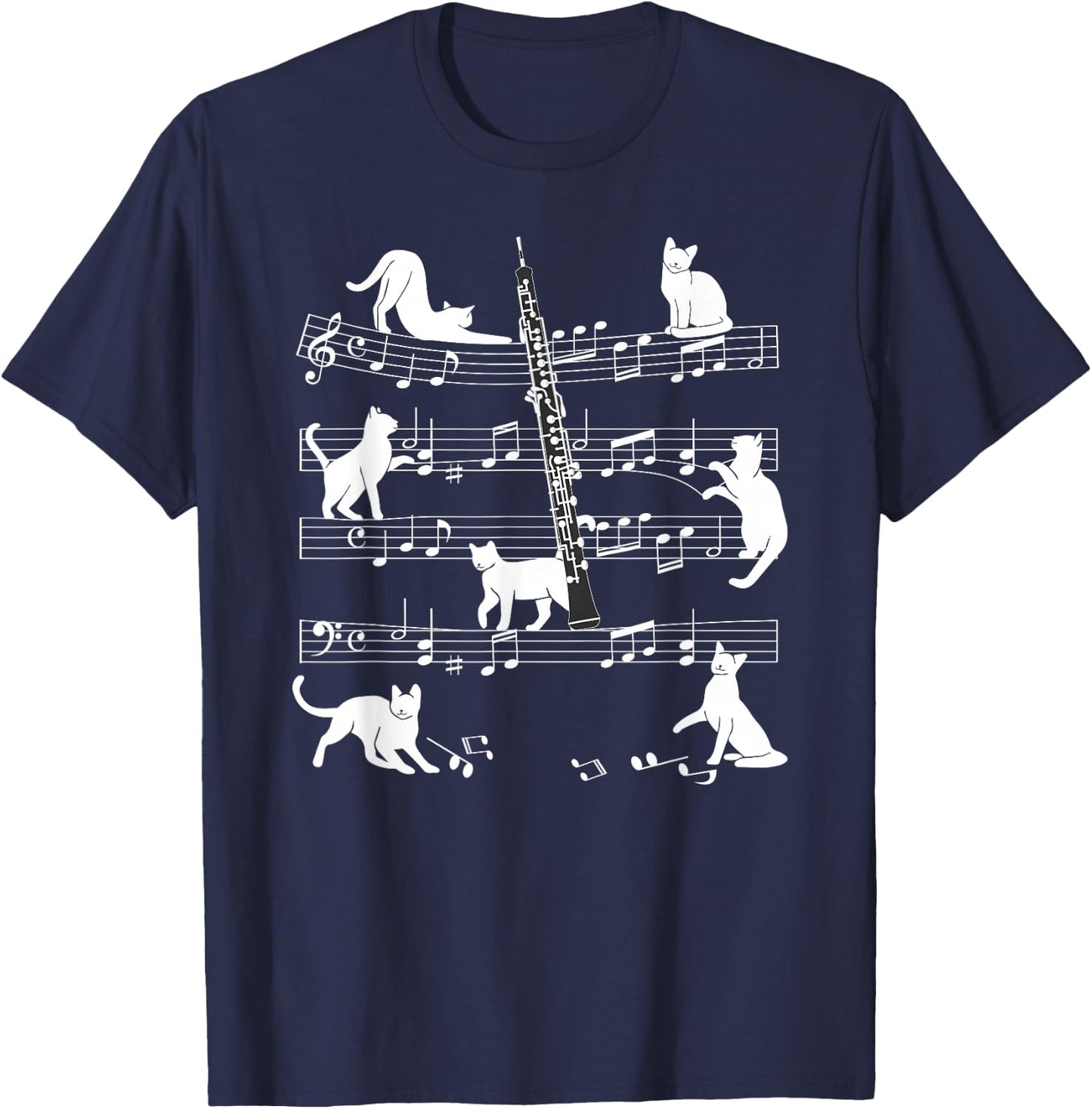Oboist Cats for Cat loving Oboe player T-Shirt - T-Shirt | Navy