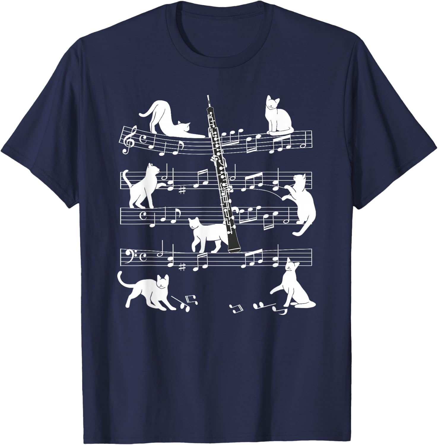 Oboist Cats for Cat loving Oboe player T-Shirt - T-Shirt | Navy