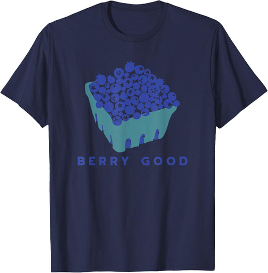 Berry Good Funny Play on Words Blueberries Graphic T-Shirt - T-Shirt | Navy