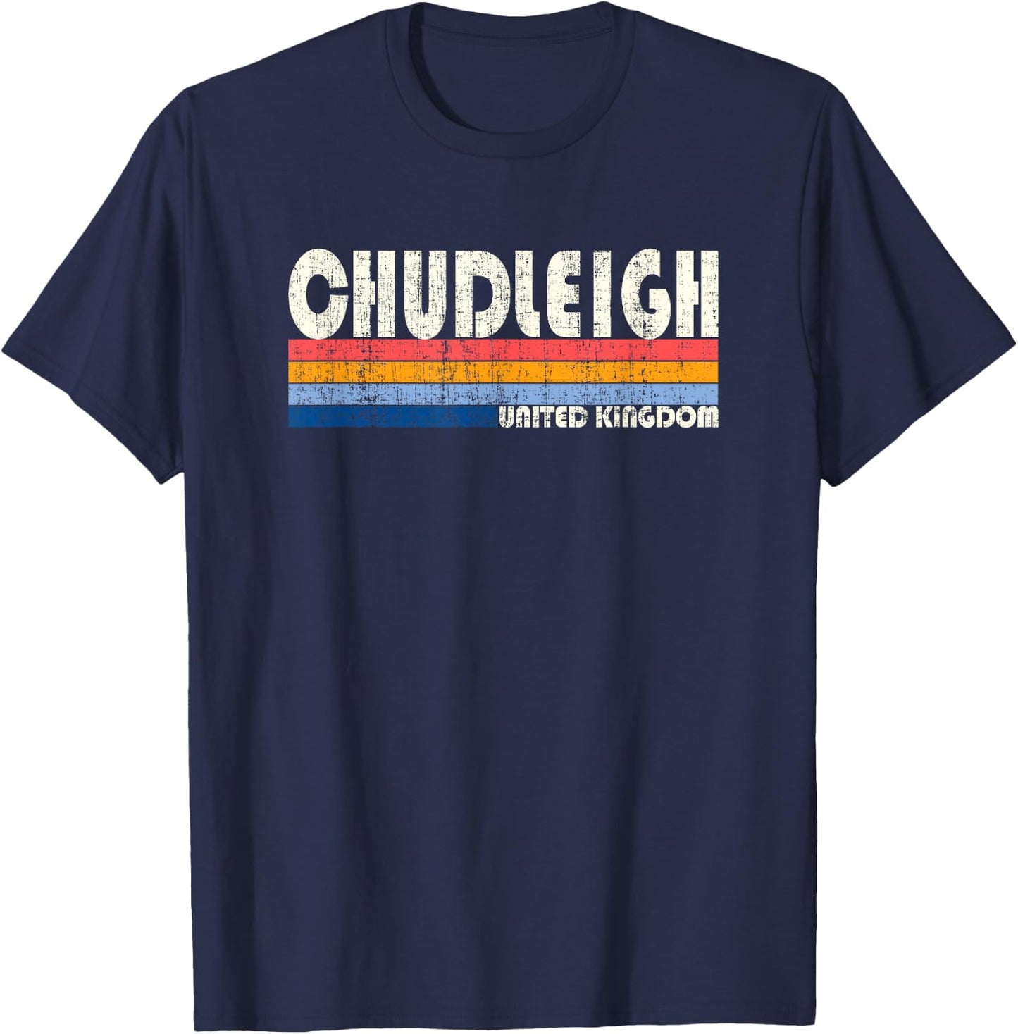 Retro Vintage 70s 80s Style Chudleigh, United Kingdom T-Shirt - T-Shirt | Navy