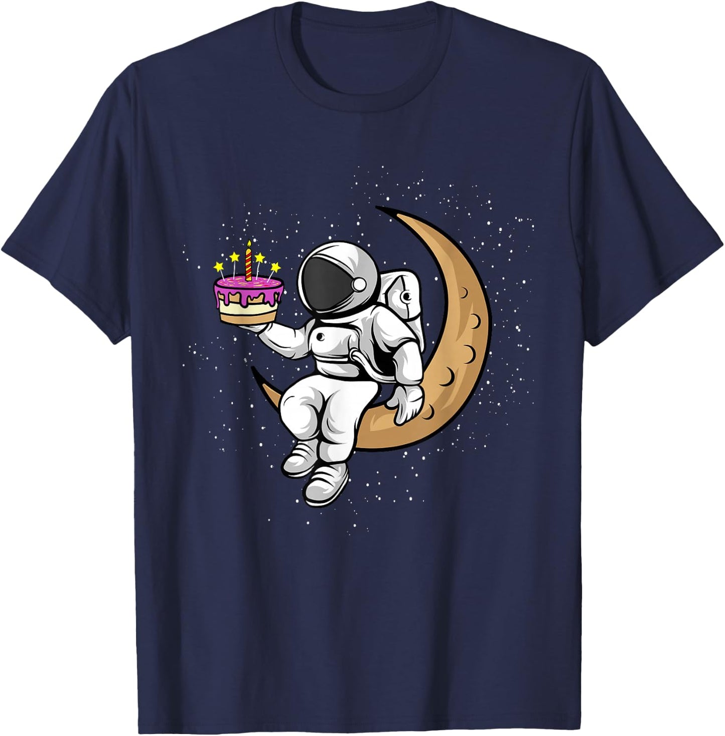 Birthday Cake Astronauts in Space - Astronaut has Birthday T-Shirt - T-Shirt | Navy