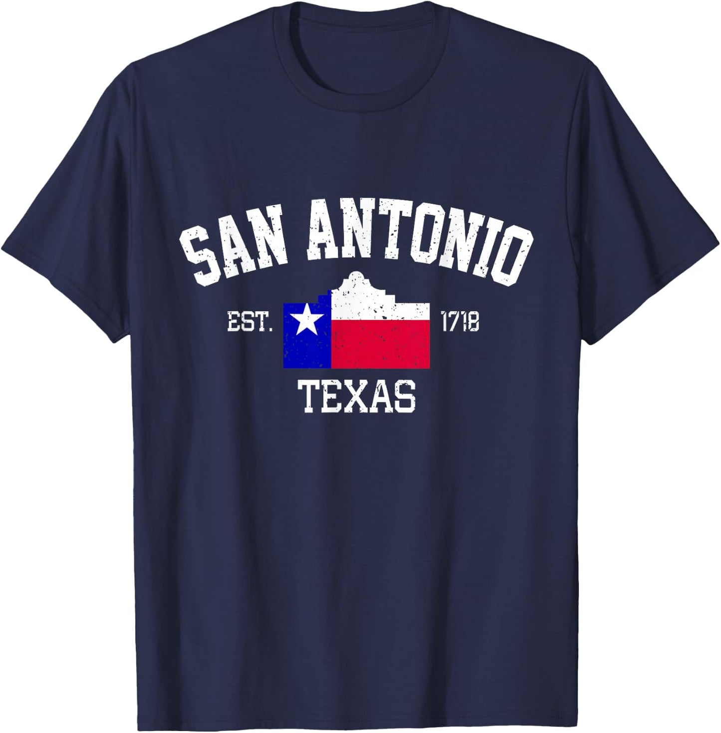 Vintage San Antonio The Alamo Texas Flag T-Shirt - T-Shirt | Navy
