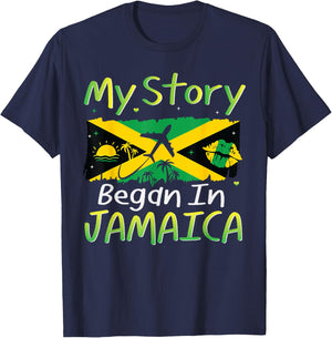 My Story Began in Jamaica Anniversary Trip Summer Vacation T-Shirt - T-Shirt | Navy