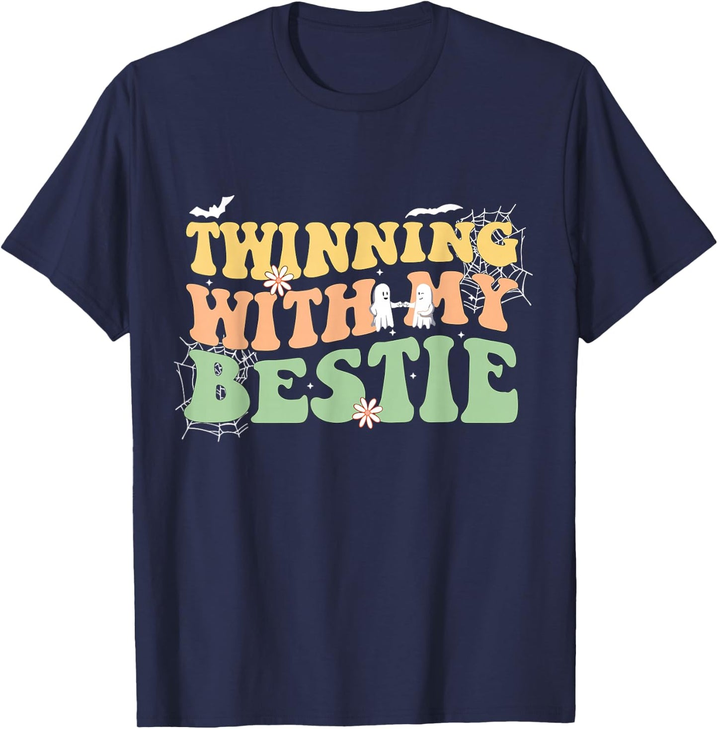 Halloween Twin Besties Ghosts Friend Twinning with My Bestie T-Shirt - T-Shirt | Navy
