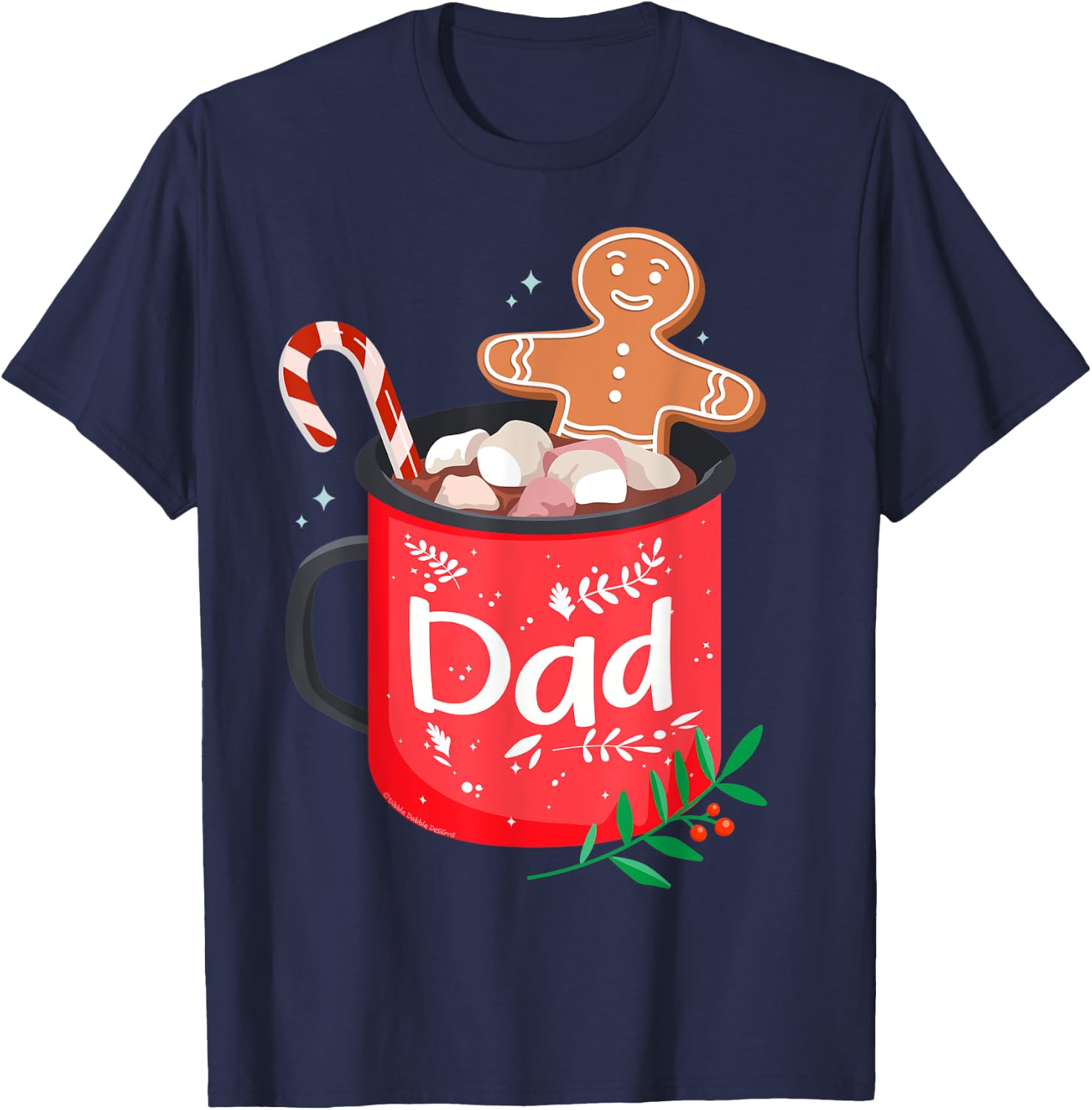 Christmas Matching Family Cocoa Mug with Candy Cane DAD T-Shirt - T-Shirt | Navy