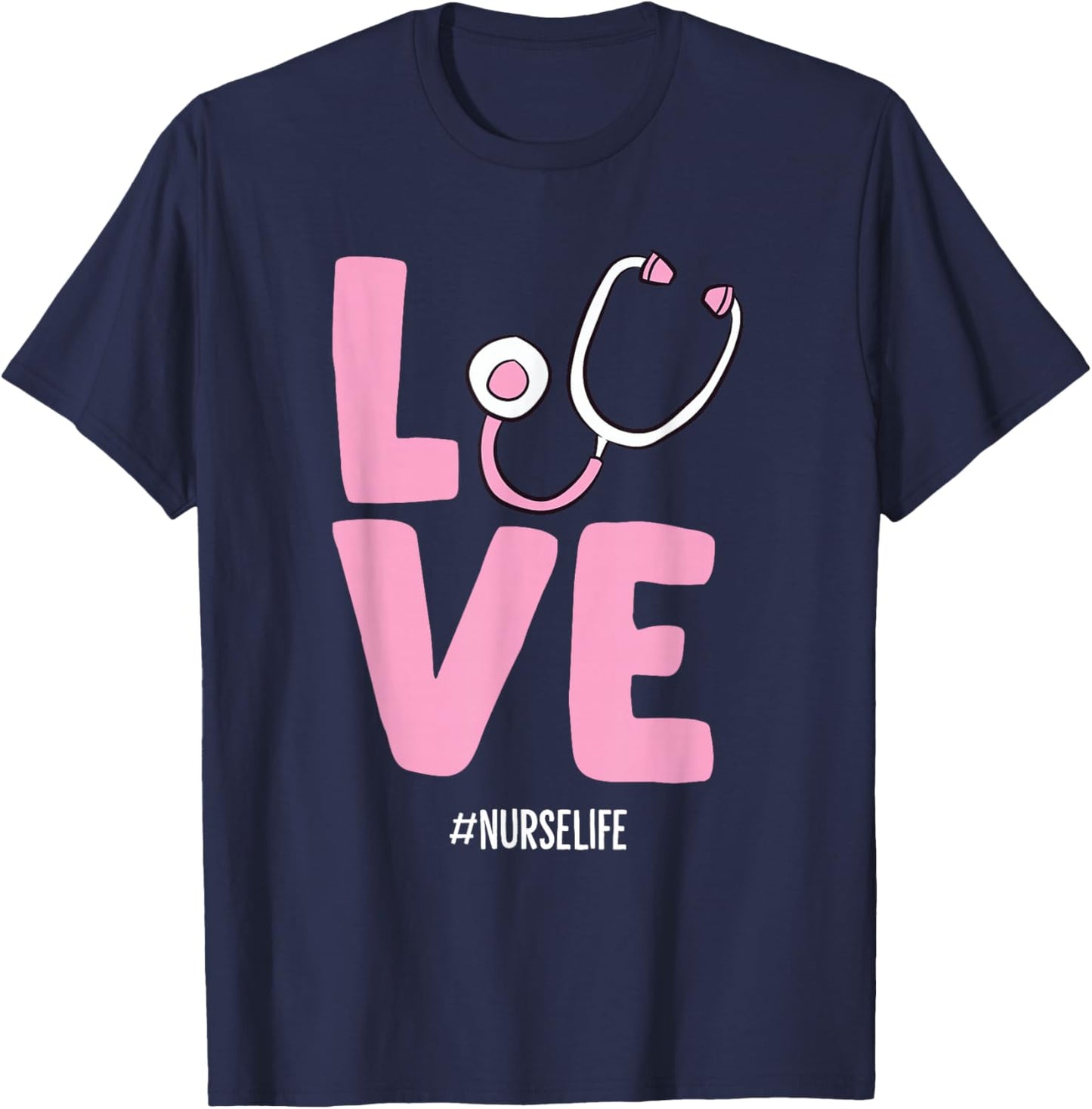 Stethoscope Nurse Funny Nurse T-Shirt - T-Shirt | Navy