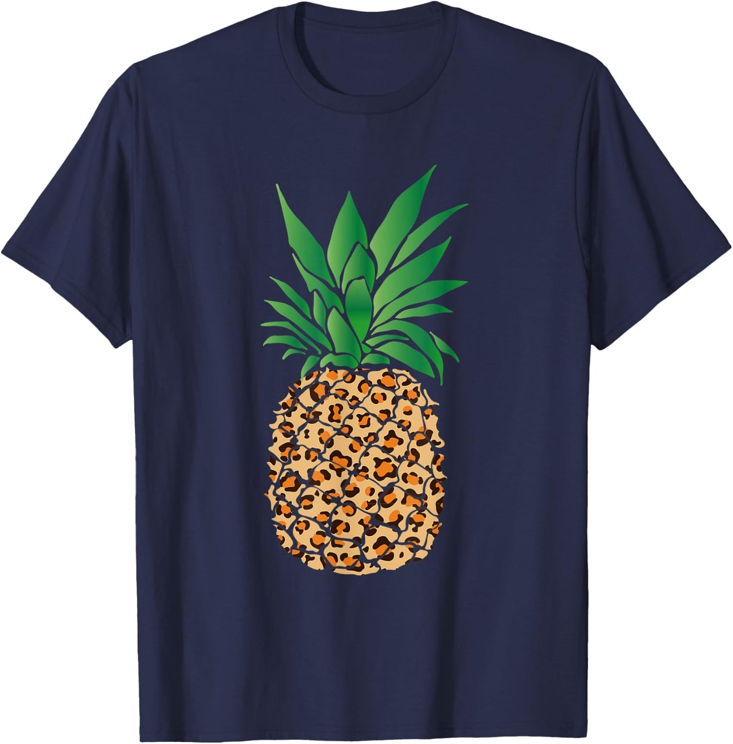 Cute Cheetah Print Pineapple Leopard Animal Lover Gift Shirt T-Shirt - T-Shirt | Navy
