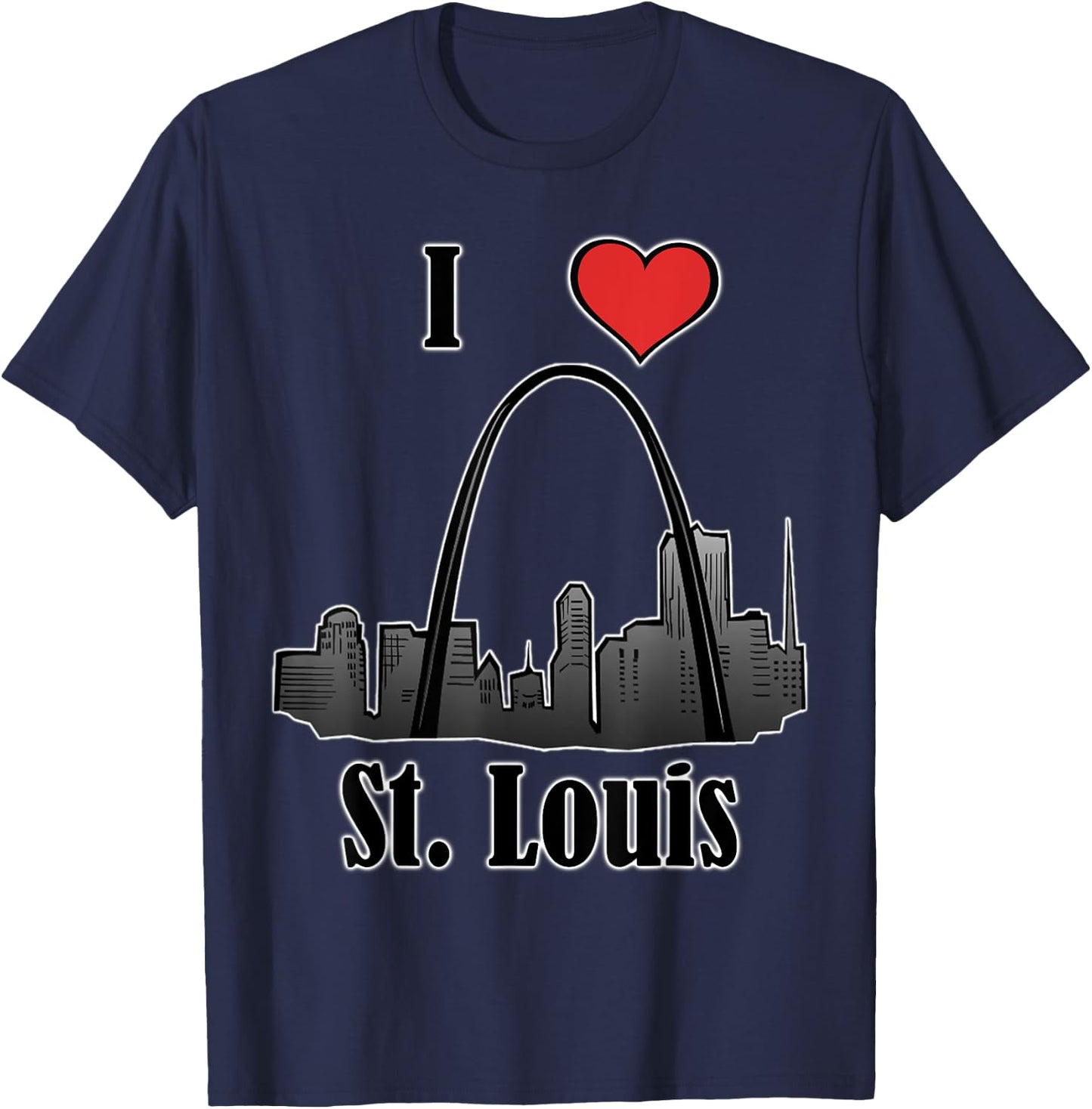 I Love St.Louis Souvenir Gateway Arch Skyline T-Shirt - T-Shirt | Navy