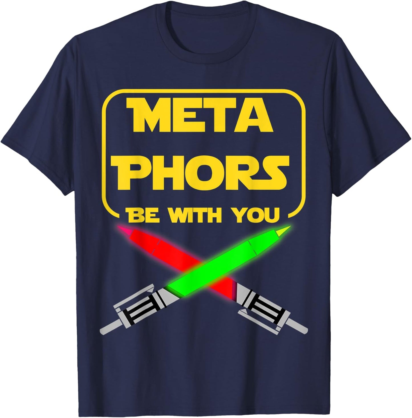 Nerdy Metaphors Be With You Science Fiction English Teacher Women Kids T-Shirt - T-Shirt | Navy