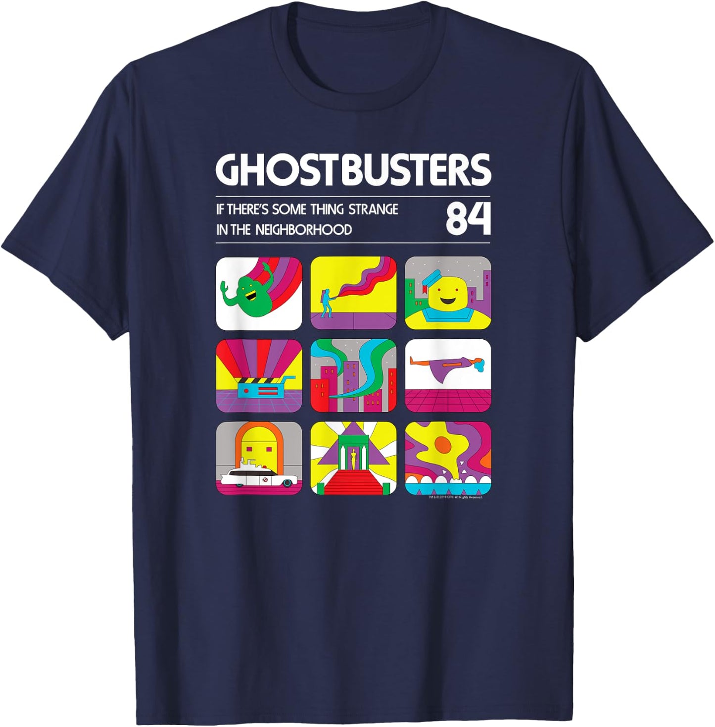 Ghostbusters Retro Video Game Graphics Vintage Movie T-Shirt - T-Shirt | Navy