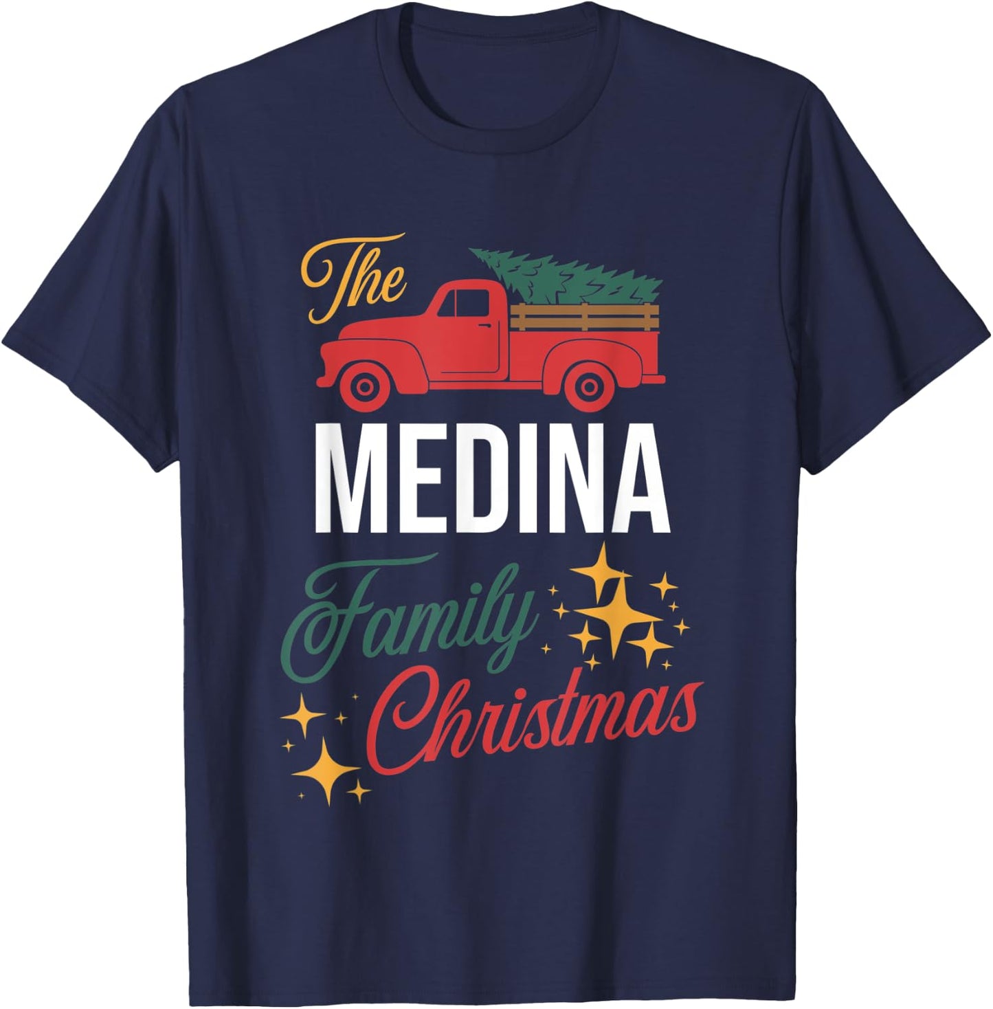 The Medina Family Christmas Matching Pajamas Group Gift T-Shirt - T-Shirt | Navy