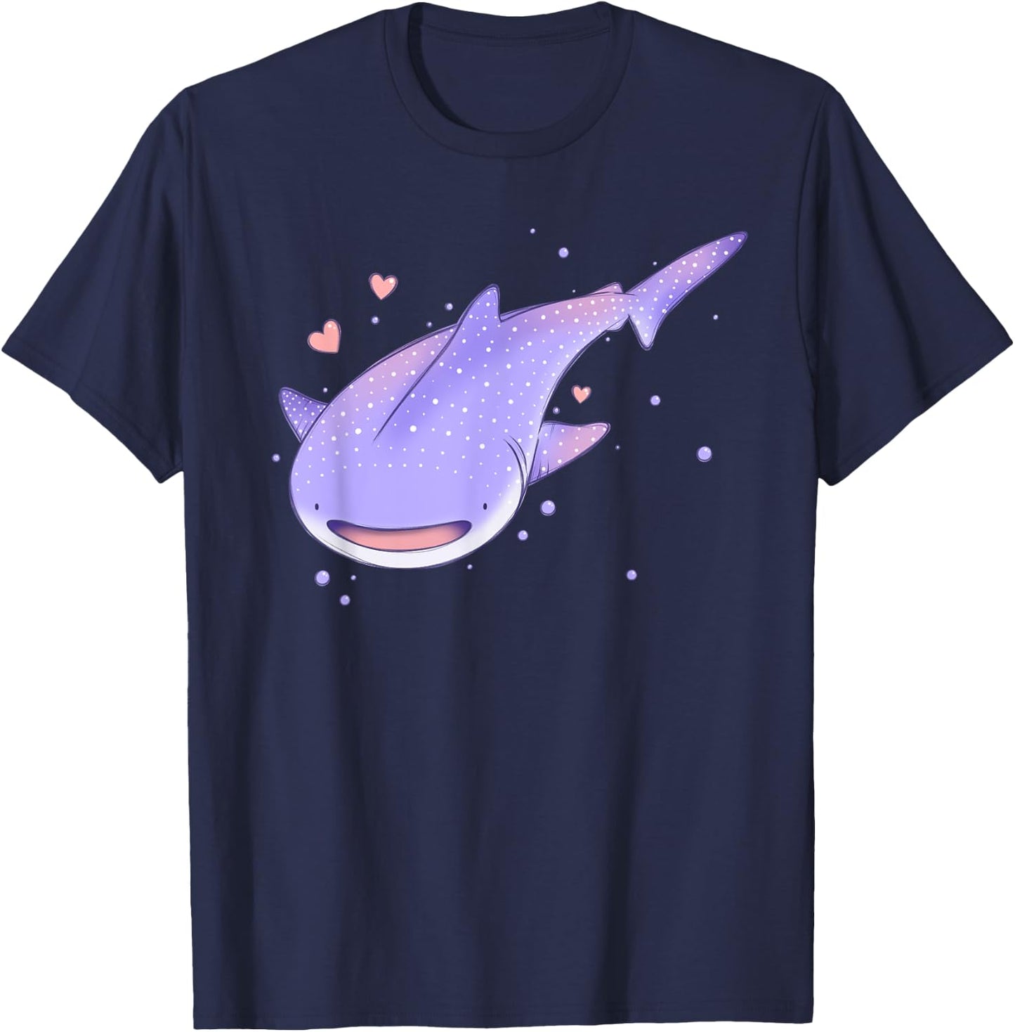 Cute Kawaii Pastel Whale Shark Sea Creature T-Shirt - T-Shirt | Navy