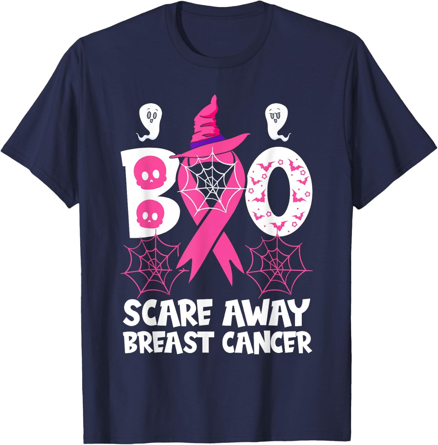 Breast Cancer Halloween Party Pink Ribbon Witch Survivor T-Shirt - T-Shirt | Navy