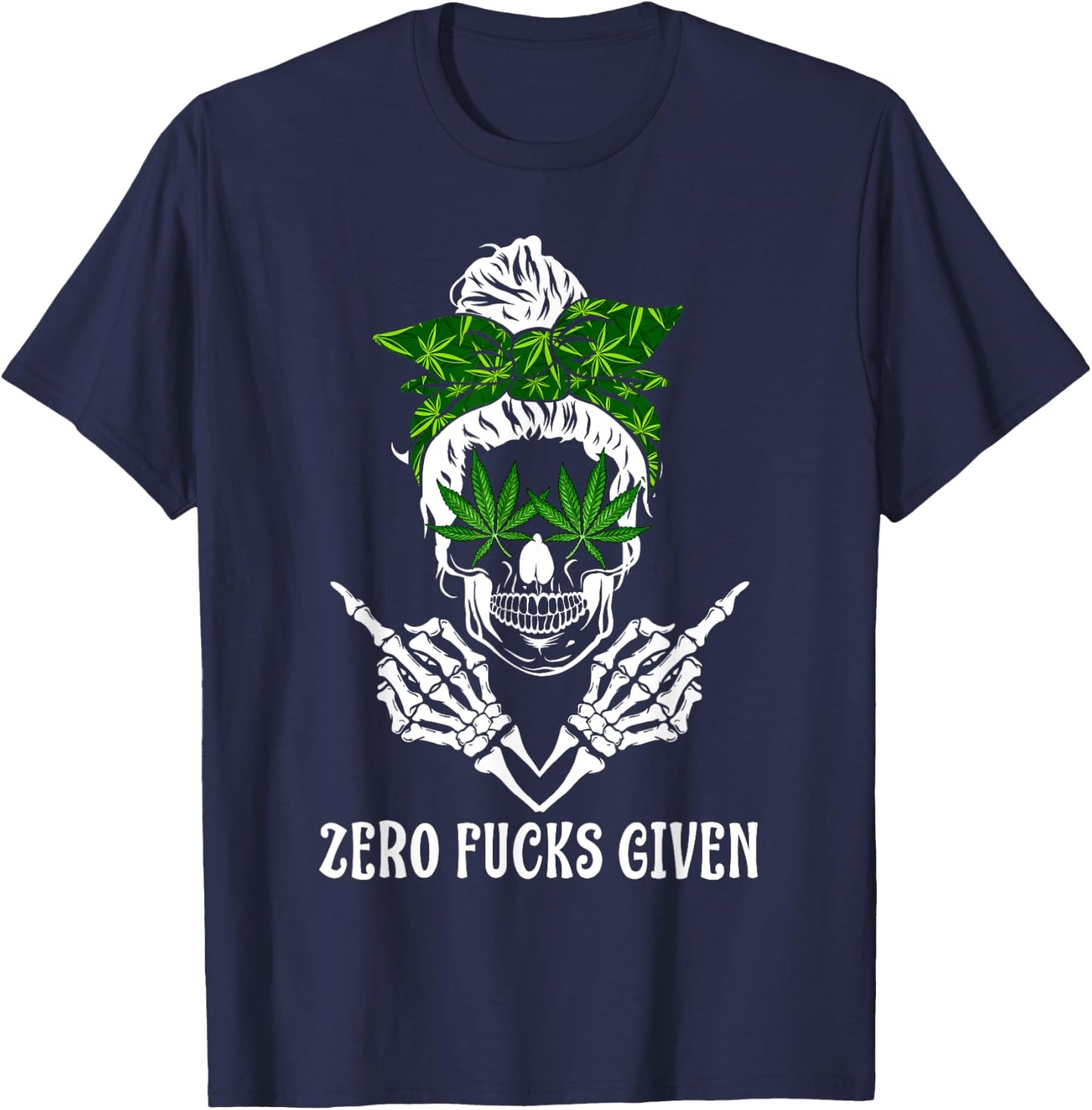 Men Women Weed Skull Cannabis Marijuana 420 THC Weed Lover T-Shirt - T-Shirt | Navy