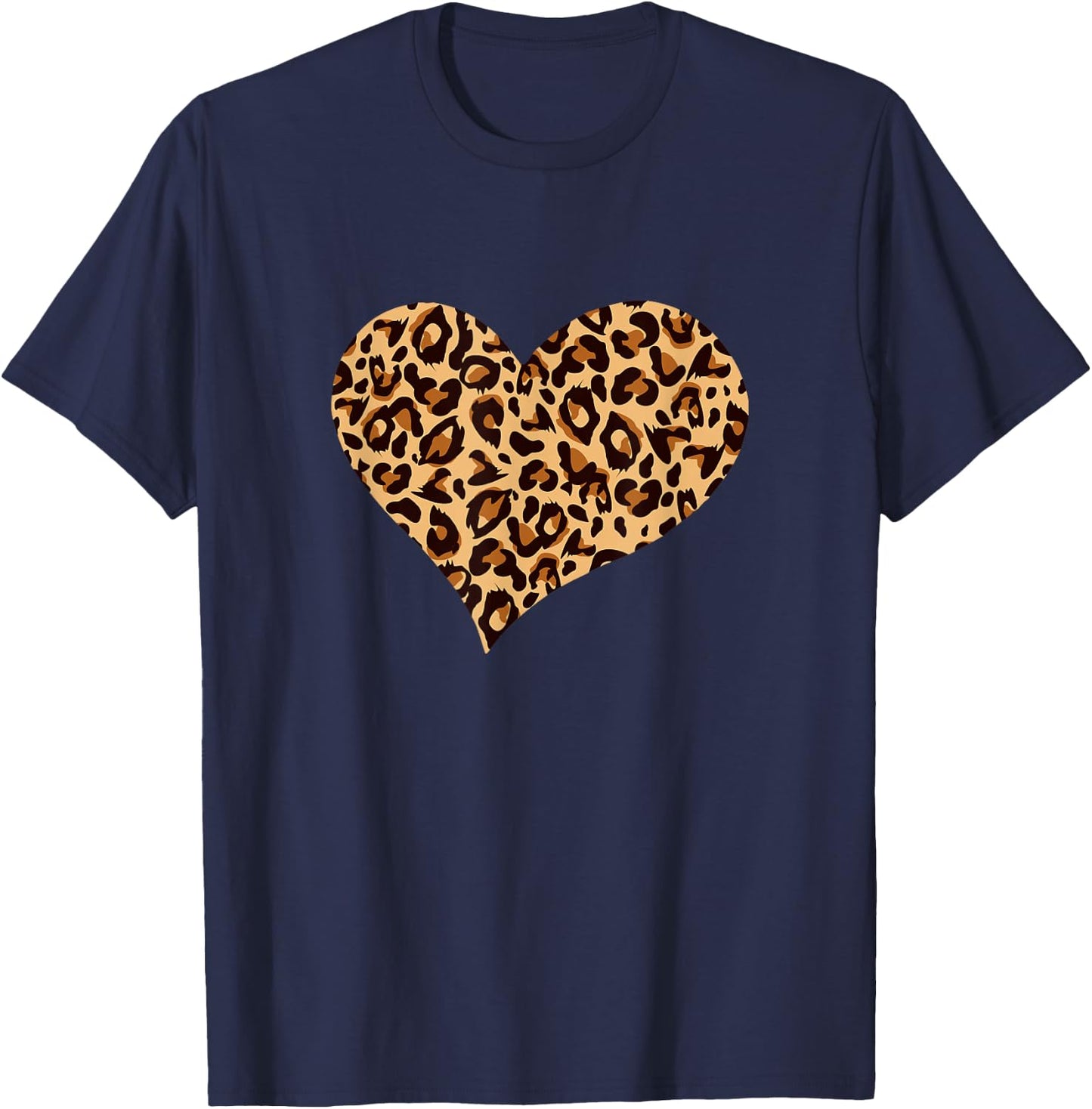 Cute Cheetah Leopard Print Heart T-Shirt - T-Shirt | Navy