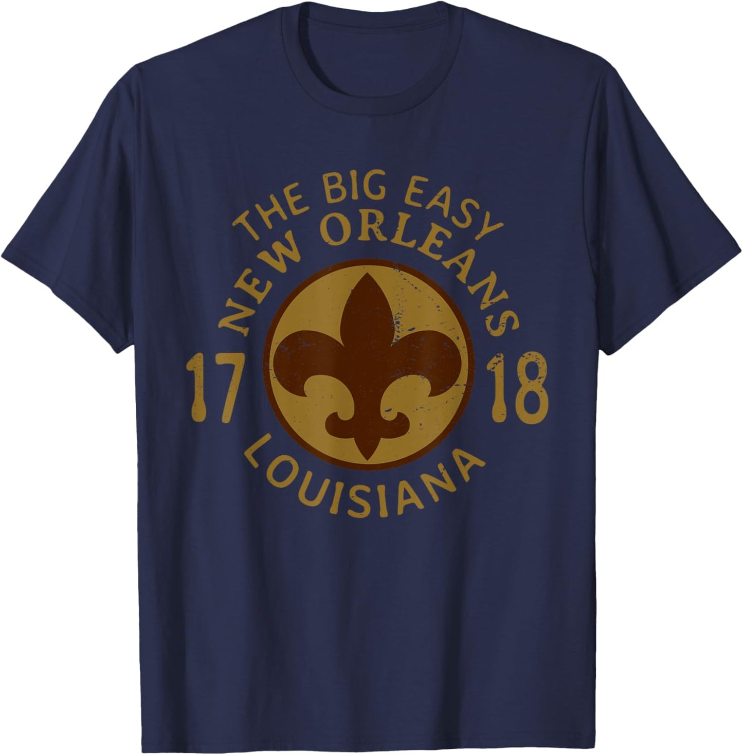 New Orleans Louisiana The Big Easy Fleur De Lis Souvenir T-Shirt - T-Shirt | Navy