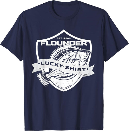 Flounder Lucky Shirt Funny Accessories to Flounder Fishing T-Shirt - T-Shirt | Navy