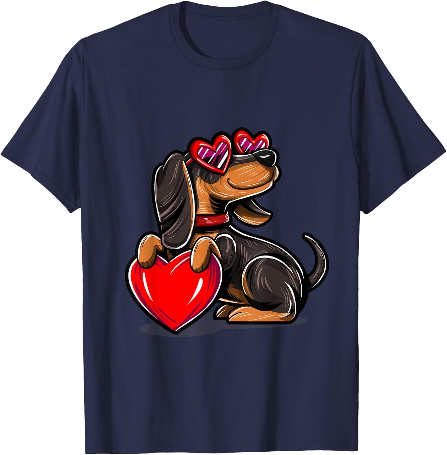 Dachshund valentine dog valentines day T-Shirt - T-Shirt | Navy