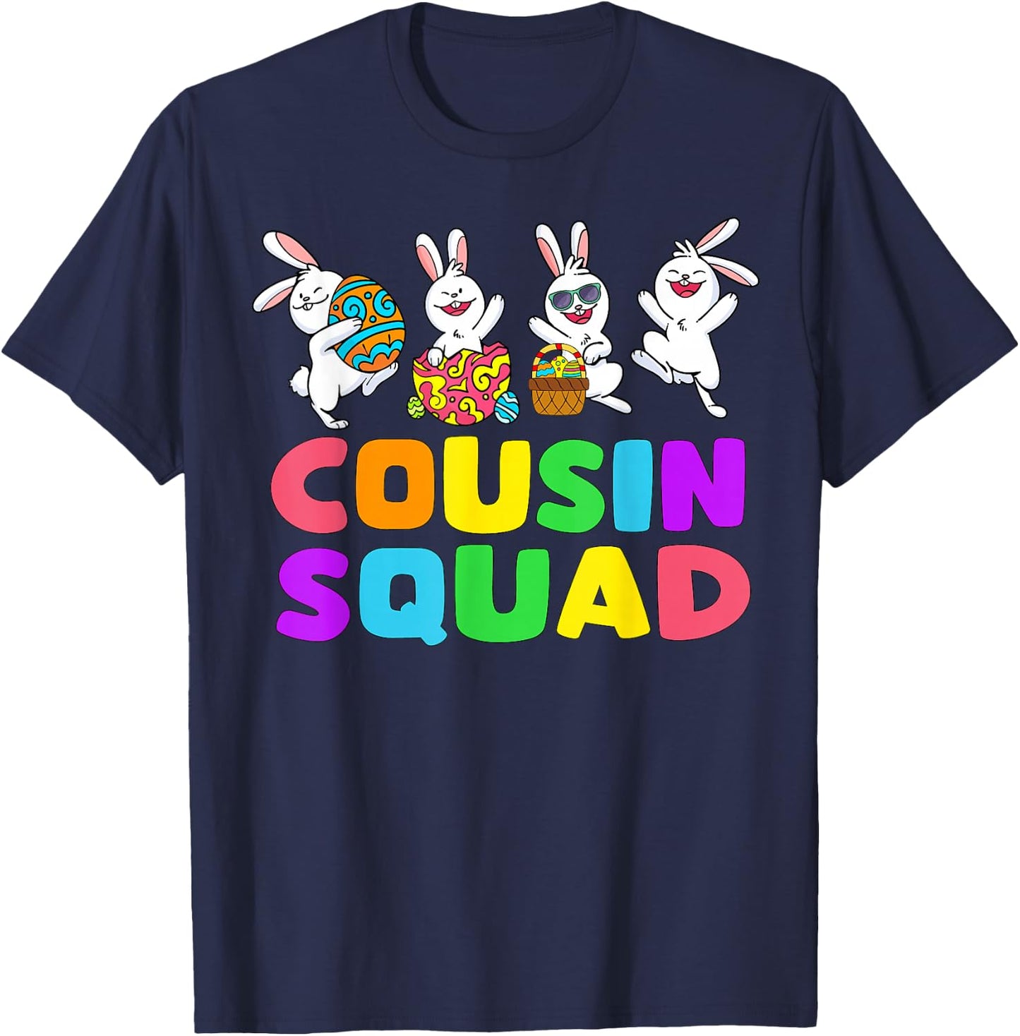 Easter Cousin Crew Squad Boys Cute Rabbits Easter Bunny Eggs T-Shirt - T-Shirt | Navy