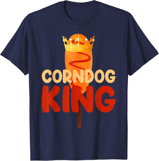 Corn Dog King Funny Corndog Hot Dog Sausage Stick men kids T-Shirt - T-Shirt | Navy