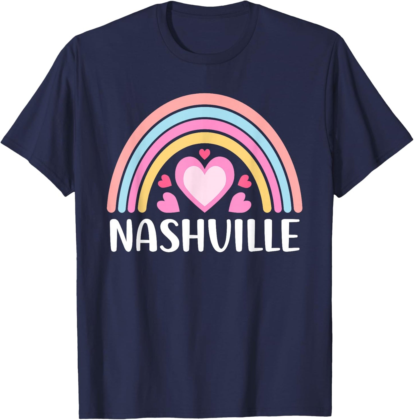 Nashville Nashville Rainbow Cute Nashville T-Shirt - T-Shirt | Navy