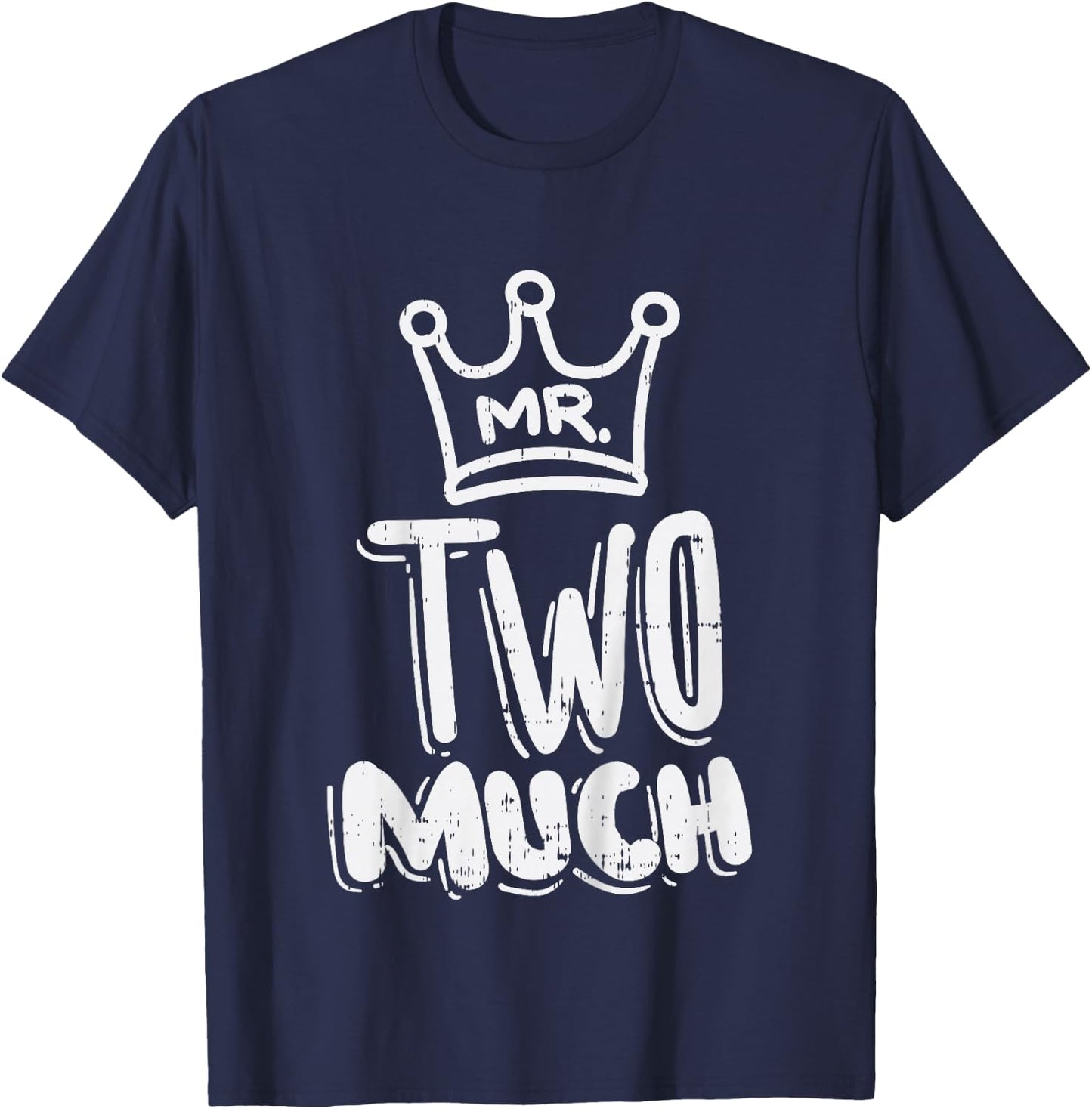 Kids Mr Two Much Fun Second 2nd Birthday Party Toddler Boys Gift T-Shirt - T-Shirt | Navy