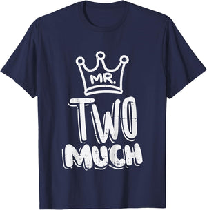 Kids Mr Two Much Fun Second 2nd Birthday Party Toddler Boys Gift T-Shirt - T-Shirt | Navy