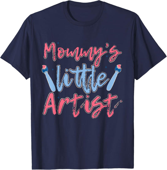 Mommy's Little Artist with paintbrush for Kids & Family T-Shirt - T-Shirt | Navy