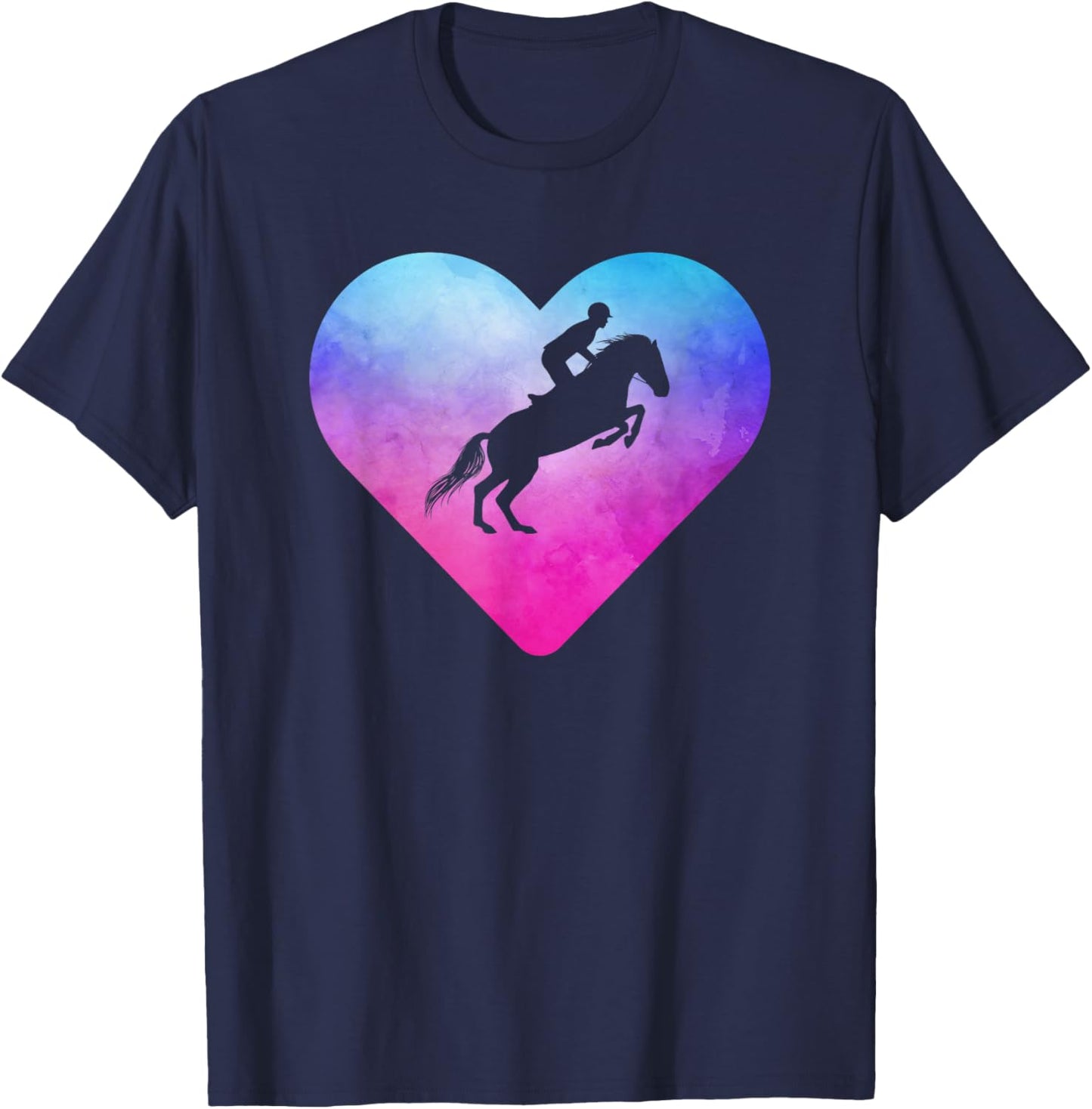 Women or Girls Show Jumping Horse T-Shirt - T-Shirt | Navy