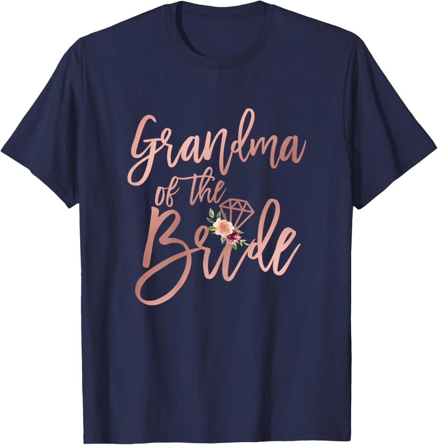 Wedding Shower for Grandma of the Bride from Bride Floral T-Shirt - T-Shirt | Navy
