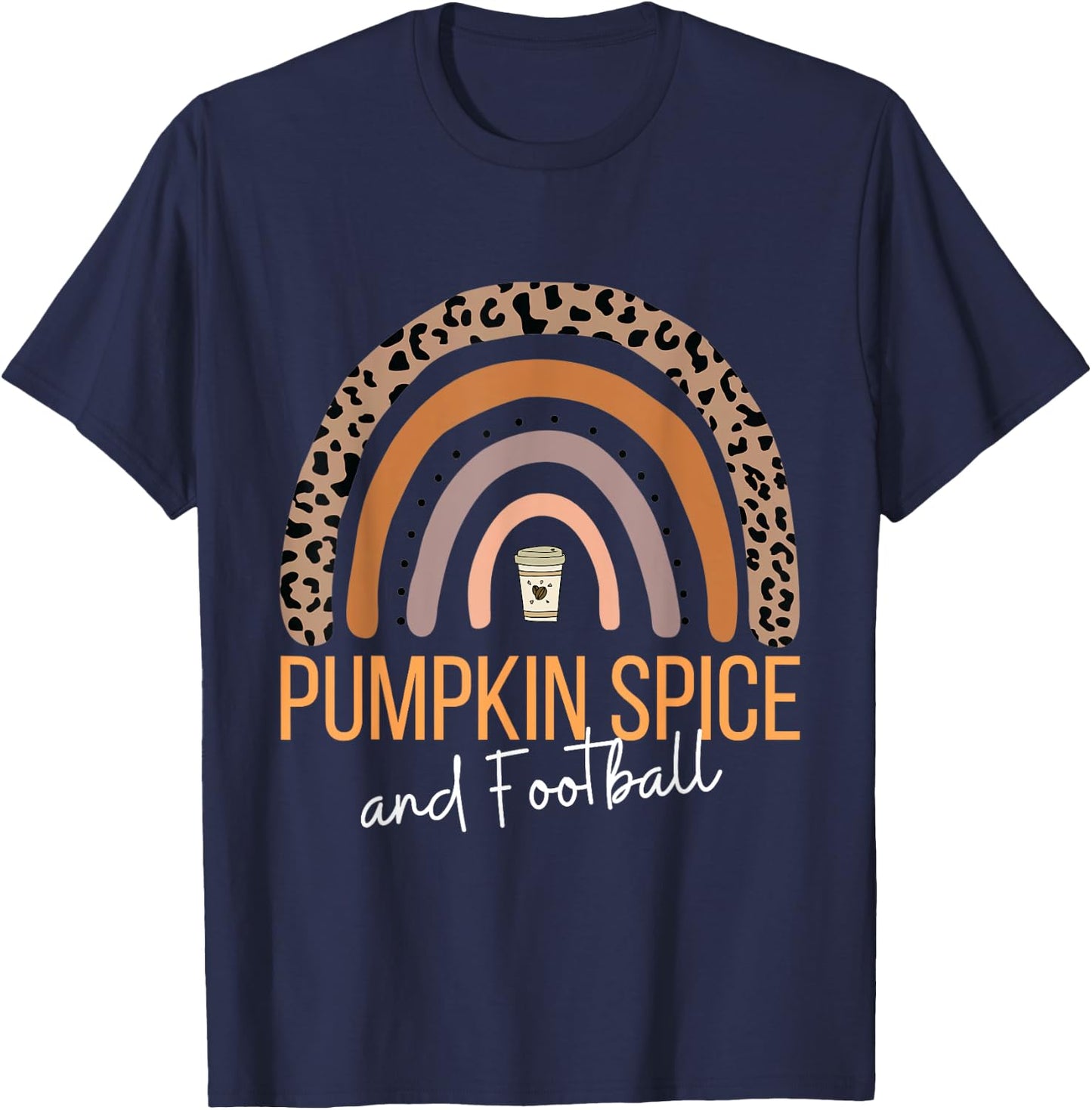 Pumpkin Spice and Football Boho Fall T-Shirt - T-Shirt | Navy