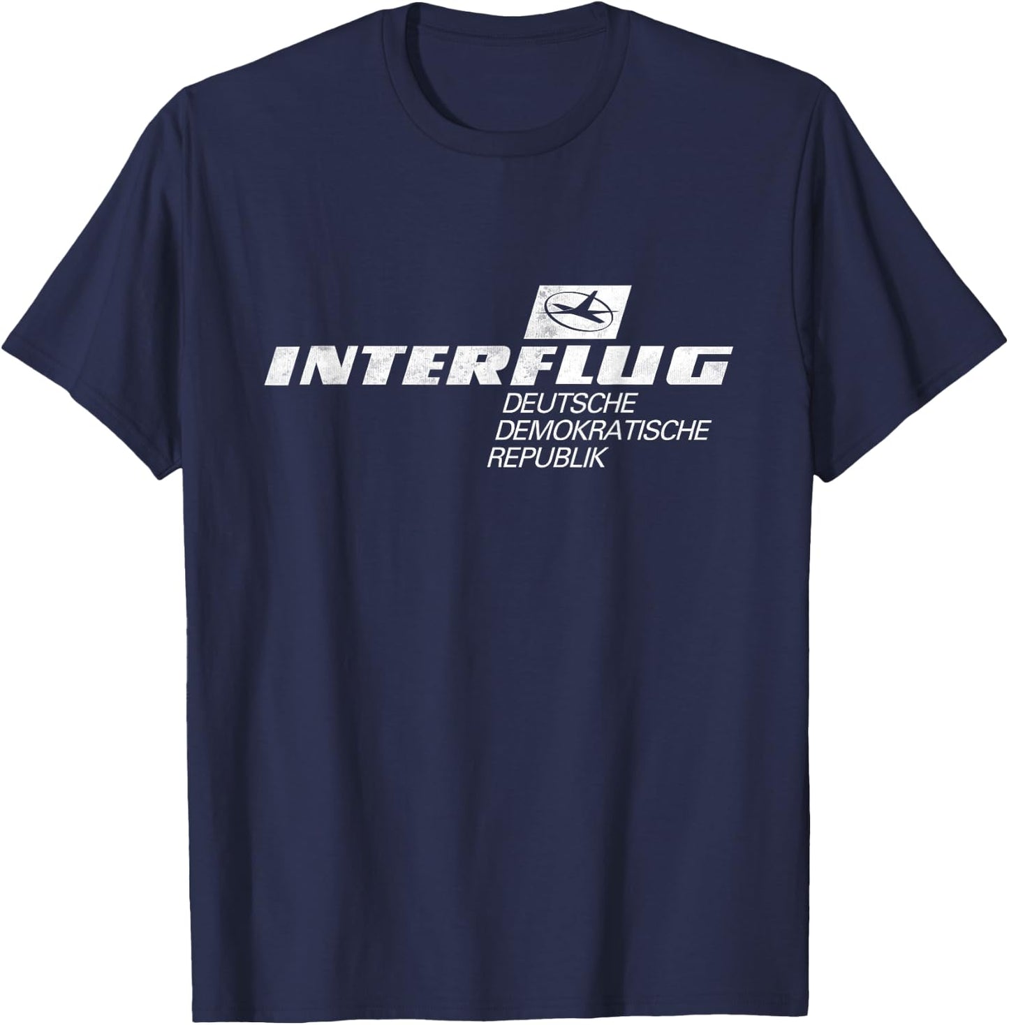 Interflug DDR Ossi Airline Aeroplane Vintage T-Shirt - T-Shirt | Navy