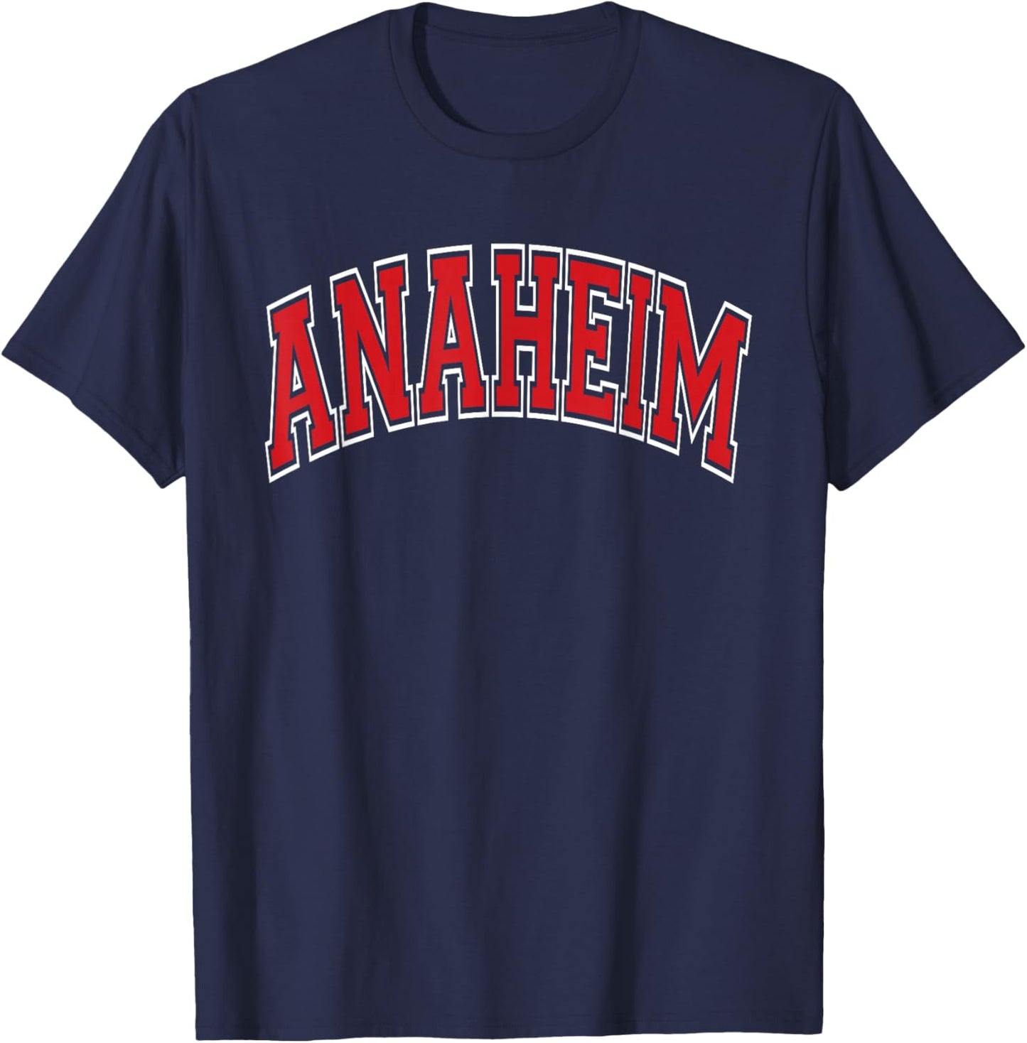 Anaheim Arched Red Text T-Shirt - T-Shirt | Navy