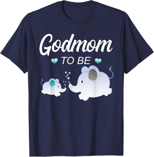 Godmom To Be Elephant Baby Shower For Boy T-Shirt - T-Shirt | Navy