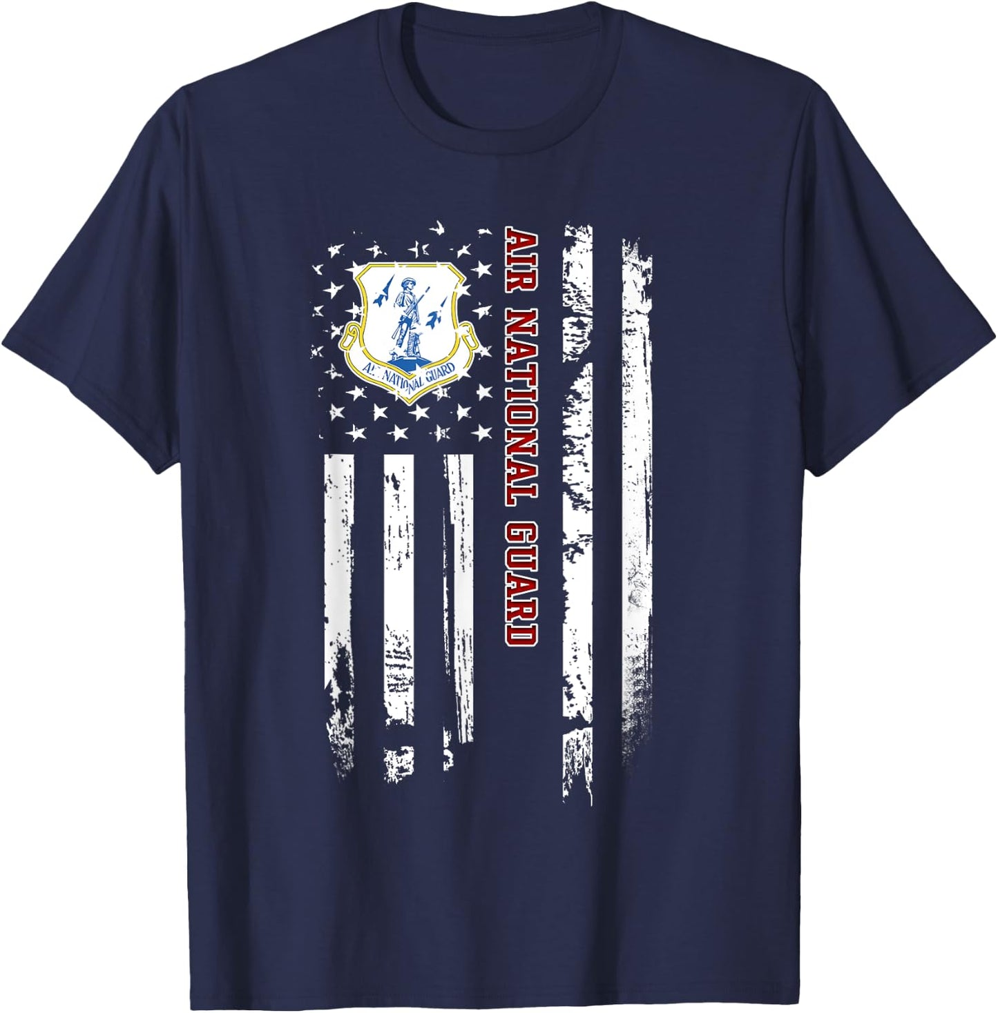 Air National Guard Veteran USA Flag Veterans Day Christmas T-Shirt - T-Shirt | Navy