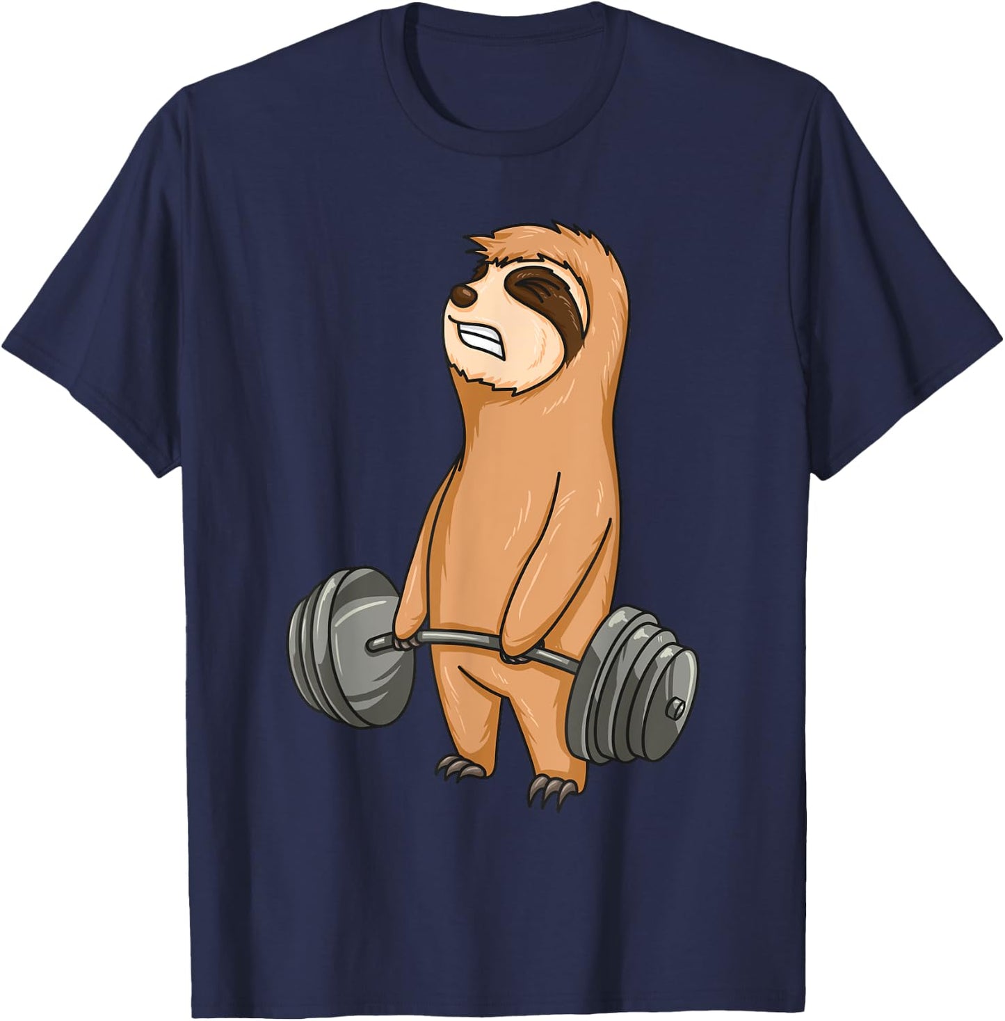 Baby Sloth Weight Lifting Fitness Motivation Workout T-Shirt - T-Shirt | Navy