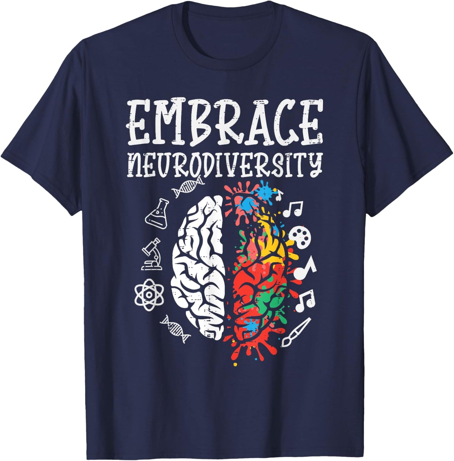 Embrace Neurodiversity Autism Awareness ASD Men Women Kids T-Shirt - T-Shirt | Navy