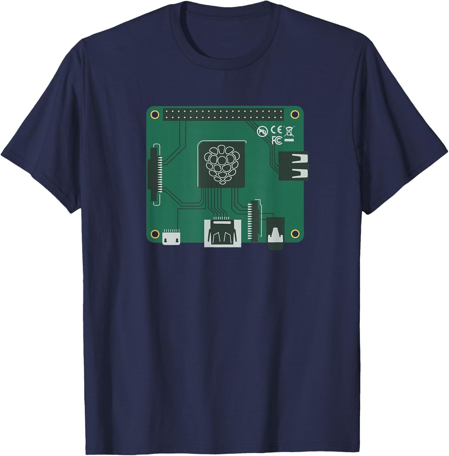 Green Raspberry Pi (Micro Computer Design) T-Shirt - T-Shirt | Navy