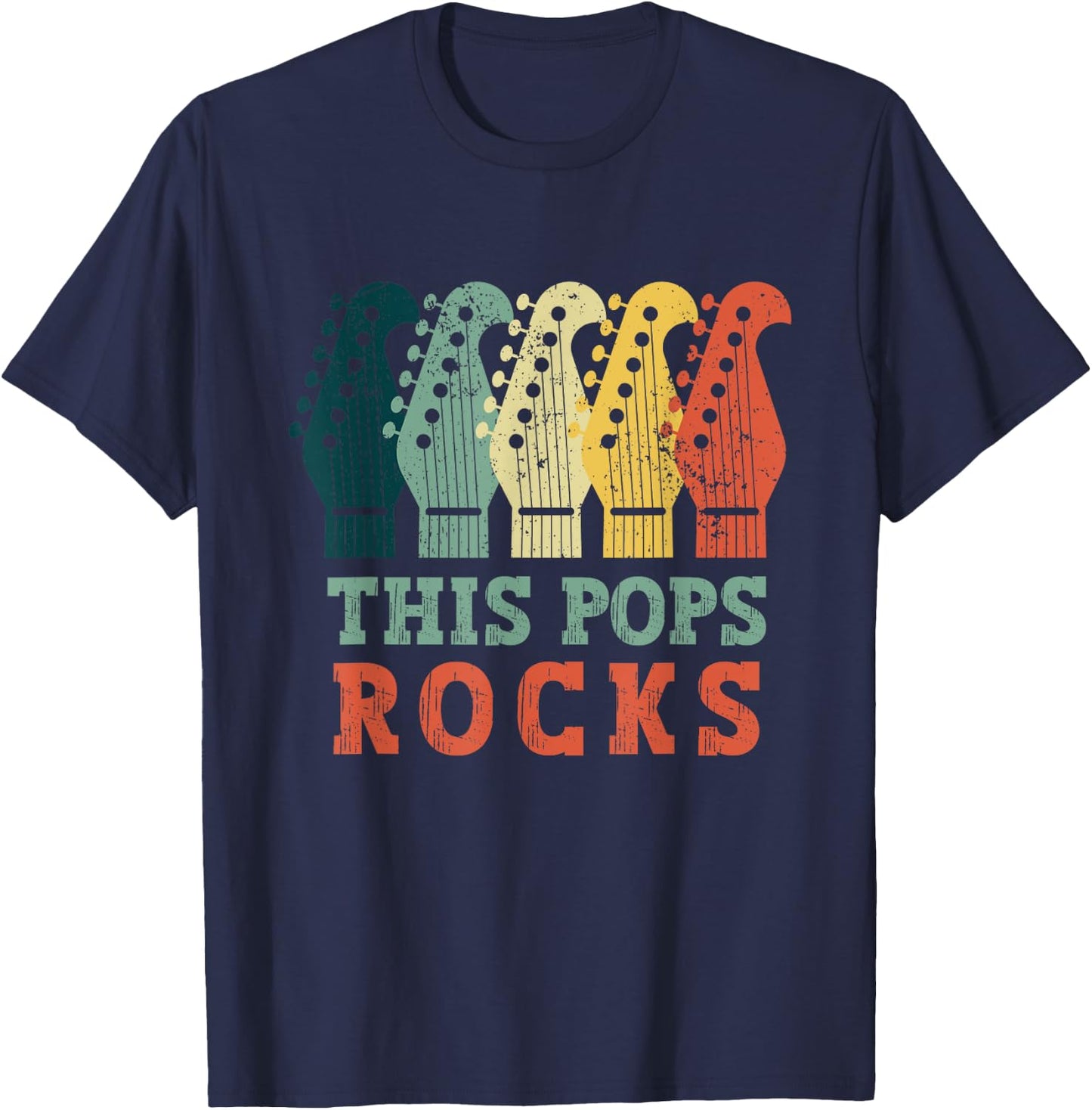 This Pops Rocks Guitar Vintage Fathers Day Retro Music Lover T-Shirt - T-Shirt | Navy