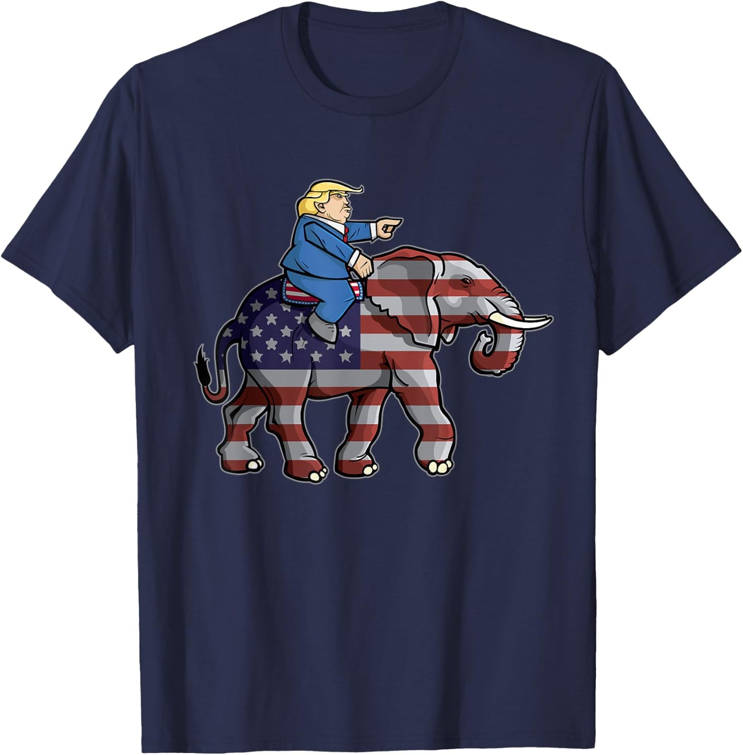Donald Trump Riding Elephant Republicans Shirt Gift T-Shirt - T-Shirt | Navy