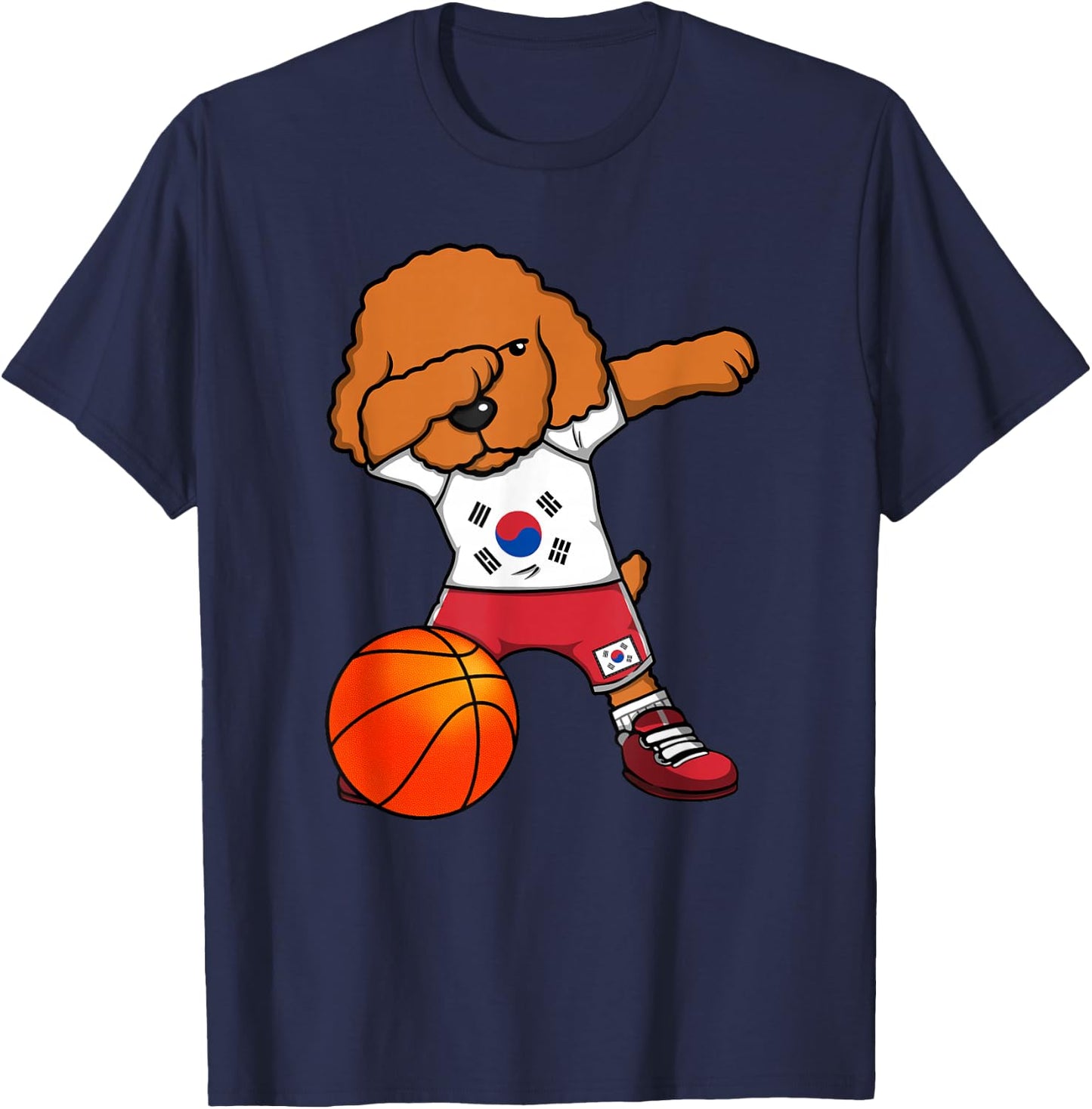 Dabbing Poodle South Korea Jersey Korean Basketball Fans T-Shirt - T-Shirt | Navy