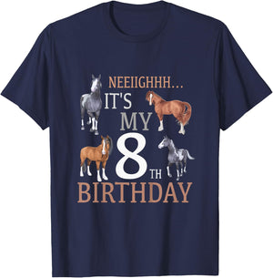 Its My 8th Birthday Shirt Horse Lover 8 Year Old Birthday T-Shirt - T-Shirt | Navy