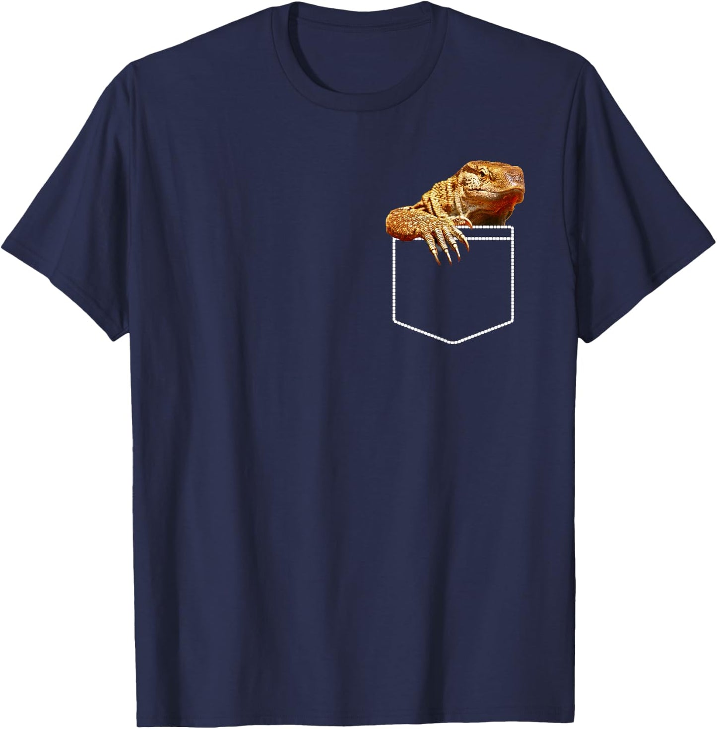 Savannah Monitor Lizard Pocket T-Shirt - T-Shirt | Navy