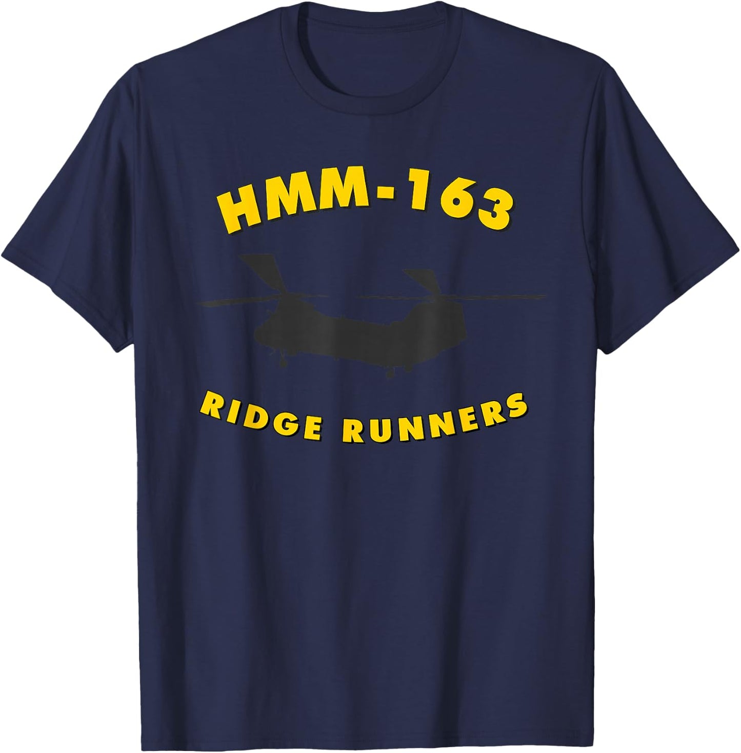 HMM-163 Helicopter Squadron CH-46 Sea Knight T-Shirt - T-Shirt | Navy